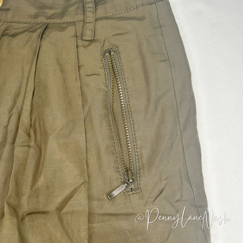 NWT Banana Republic Olive Silk Blend Pleated Mini Skirt Size 0P - Picture 4 of 10